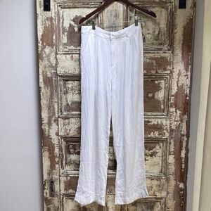 Forever 21 White Flowy Wide Leg Pants, Size L